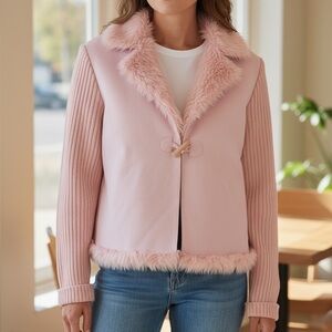 Montanaco Butte Montana Pink Faux Suede Faux Fur Trim Jacket Women’s Size S